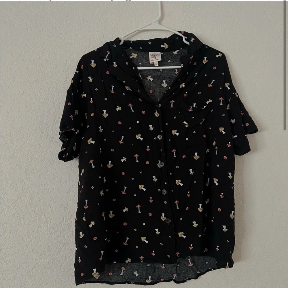 Black mushroom button down shirt